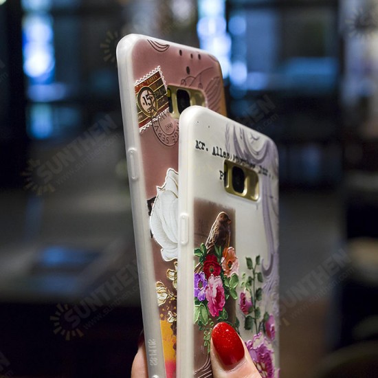 3D Relief Printing Flower & Birds Soft Protective Case for Samsung Galaxy S8 Plus