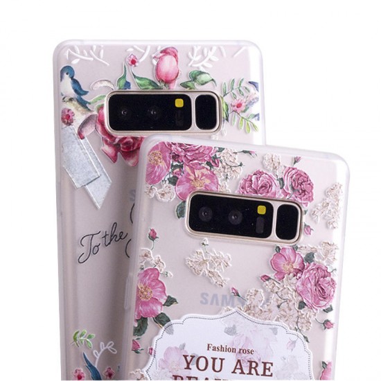 3D Relief Printing Fresh Flower Soft Protective Case for Samsung Galaxy Note 8