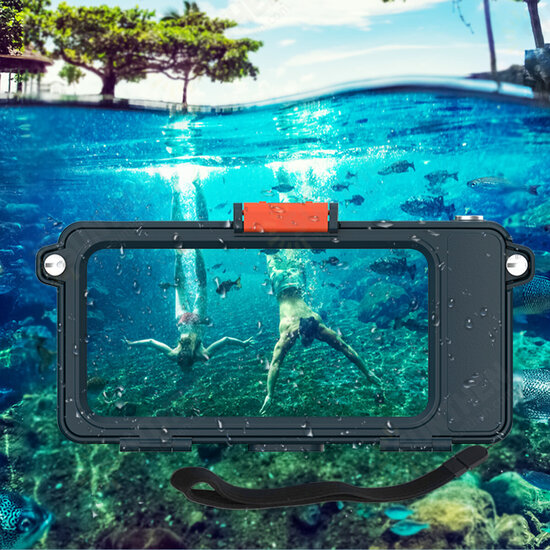 6.7 inch Professional IP68 Waterproof Mobile Phone Case with Transparent Window Take Picture Shockproof Underwater Diving Surfing Protective Case for iPhone Series