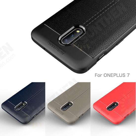 Anti-Fingerprint Soft Litchi Texture Silicone Protective Case For OnePlus 7