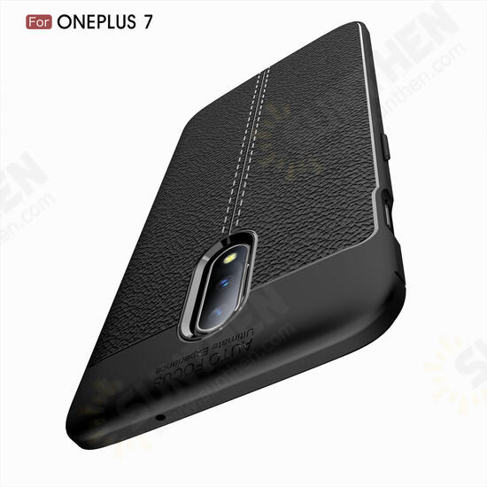 Anti-Fingerprint Soft Litchi Texture Silicone Protective Case For OnePlus 7