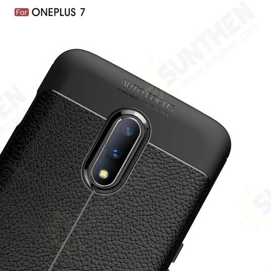 Anti-Fingerprint Soft Litchi Texture Silicone Protective Case For OnePlus 7