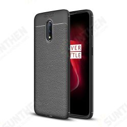 Anti-Fingerprint Soft Litchi Texture Silicone Protective Case For OnePlus 7