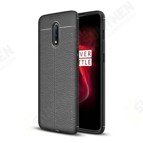 Anti-Fingerprint Soft Litchi Texture Silicone Protective Case For OnePlus 7
