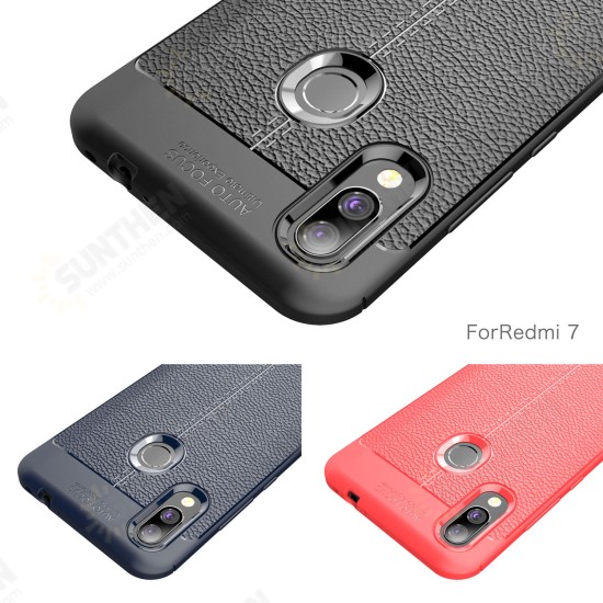 Anti-fingerprint Litchi Silicone Soft Protective Case for Xiaomi Redmi 7/ Redmi Y3 Non-original