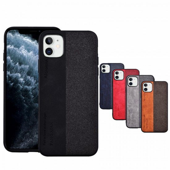 Anti-fingerprint Retro Canvas PU Leather Protective Case for iPhone 11 6.1 inch