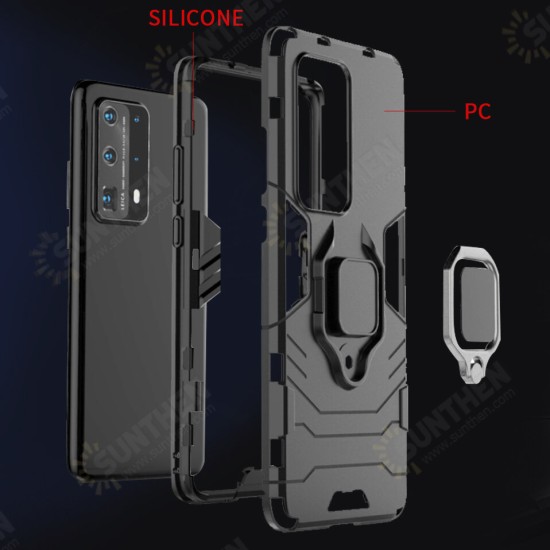 Shockproof Magnetic with 360 Rotation Finger Ring Holder Stand PC Protective Case for Huawei P40 Pro