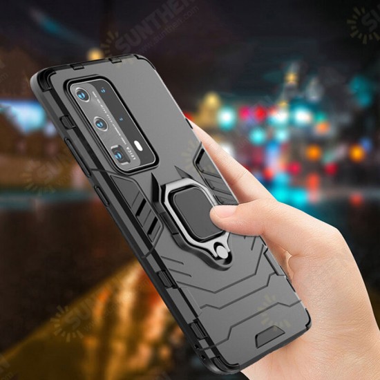 Shockproof Magnetic with 360 Rotation Finger Ring Holder Stand PC Protective Case for Huawei P40 Pro