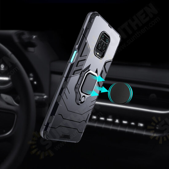 Shockproof Magnetic with 360 Rotation Finger Ring Holder Stand PC Protective Case for Xiaomi Redmi Note 9S / Redmi Note 9 Pro / Redmi Note 9 Pro Max Non-original