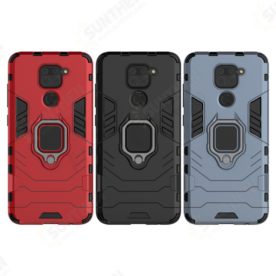 Shockproof Magnetic with 360 Rotation Finger Ring Holder Stand PC Protective Case for Xiaomi Redmi Note 9 Non-original