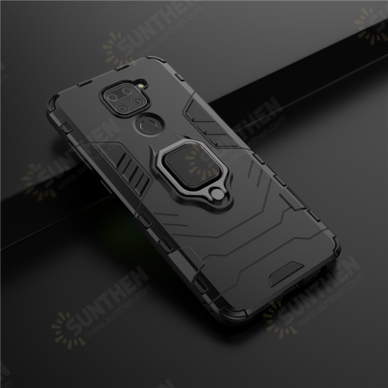 Shockproof Magnetic with 360 Rotation Finger Ring Holder Stand PC Protective Case for Xiaomi Redmi Note 9 Non-original