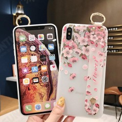 Blossom Embossed Soft Silicone Protective Case with Wristband Holder for iPhone XS MAX XR X for iPhone 7 6 6S 8 Plus Back Cover Blossom Embossed Soft Silicone Protective Case with Wristband Holder for iPhone XS MAX XR X for iPhone 7 6 6S 8 Plus Back Cover