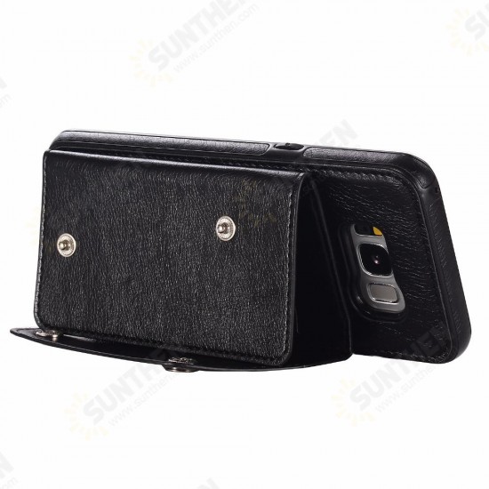 Classic PU Leather Wallet Card Slots Bracket Protective Case for Samsung Galaxy S8