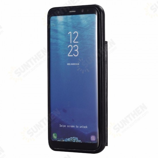 Classic PU Leather Wallet Card Slots Bracket Protective Case for Samsung Galaxy S8
