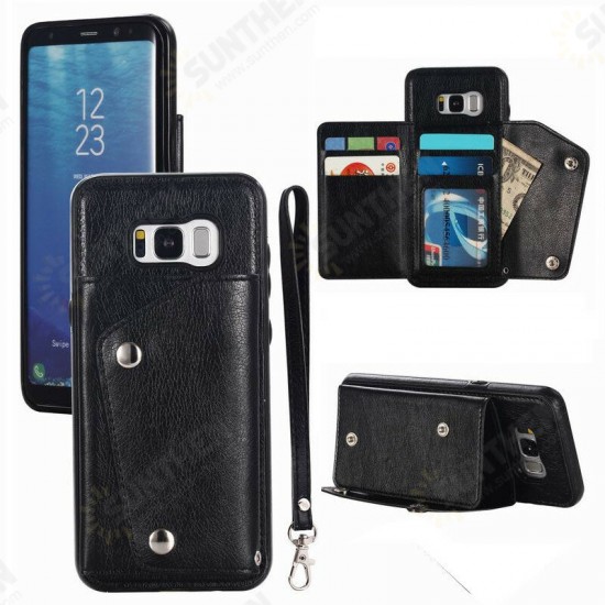 Classic PU Leather Wallet Card Slots Bracket Protective Case for Samsung Galaxy S8