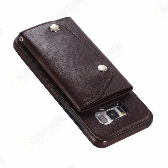 Classic PU Leather Wallet Card Slots Bracket Protective Case for Samsung Galaxy S8 Plus