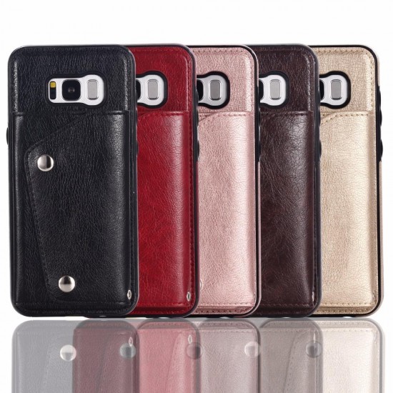 Classic PU Leather Wallet Card Slots Bracket Protective Case for Samsung Galaxy S8 Plus