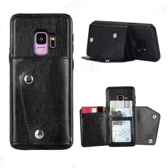 Classic PU Leather Wallet Card Slots Bracket Protective Case for Samsung Galaxy S9
