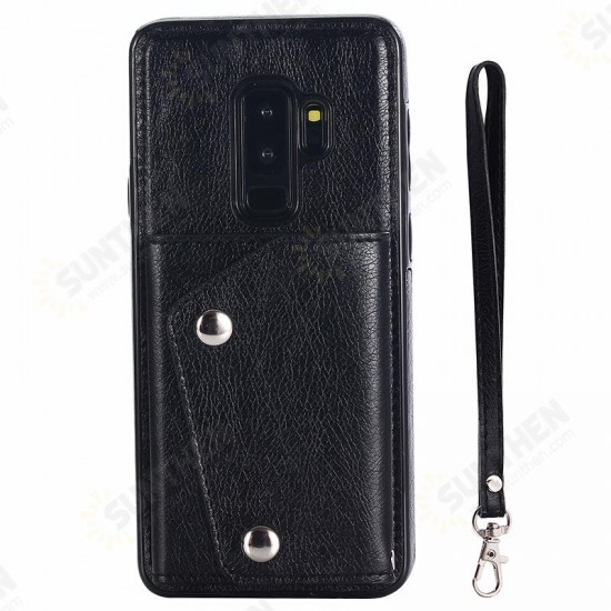 Classic PU Leather Wallet Card Slots Bracket Protective Case for Samsung Galaxy S9 Plus