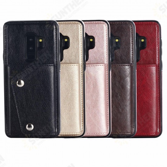 Classic PU Leather Wallet Card Slots Bracket Protective Case for Samsung Galaxy S9 Plus