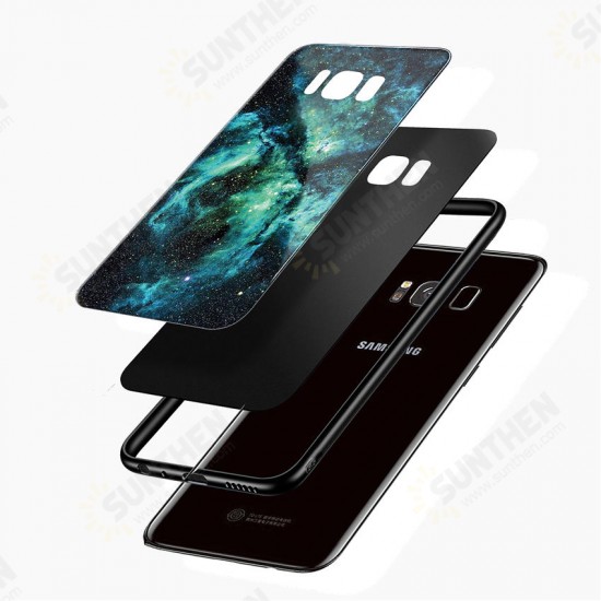 Colorful Tempered Glass Back TPU Frame Case for Samsung Galaxy S8/S8Plus