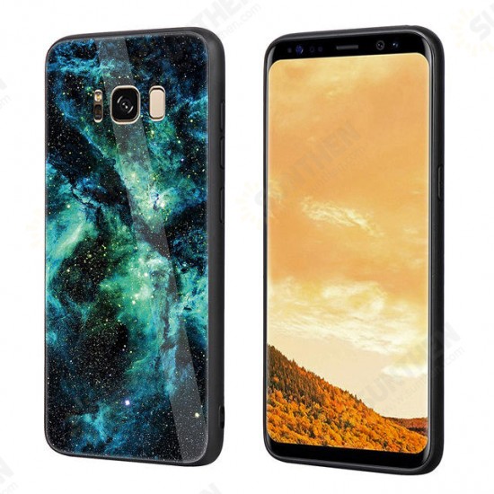 Colorful Tempered Glass Back TPU Frame Case for Samsung Galaxy S8/S8Plus