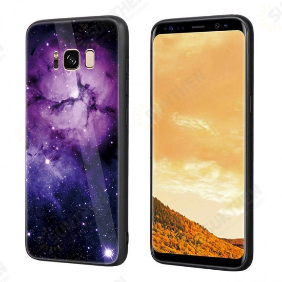 Colorful Tempered Glass Back TPU Frame Case for Samsung Galaxy S8/S8Plus