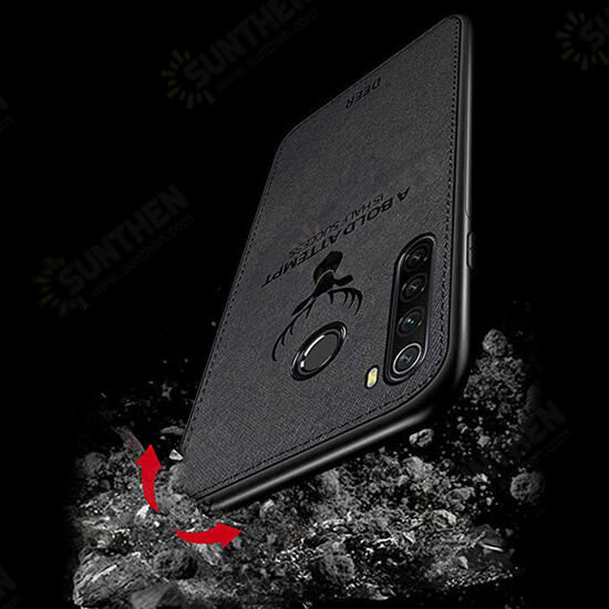 Deer Luxury Canvas Cloth Shockproof Anti-fingerprint Protective Case for Xiaomi Redmi Note 8 2021 Global Version Non-original