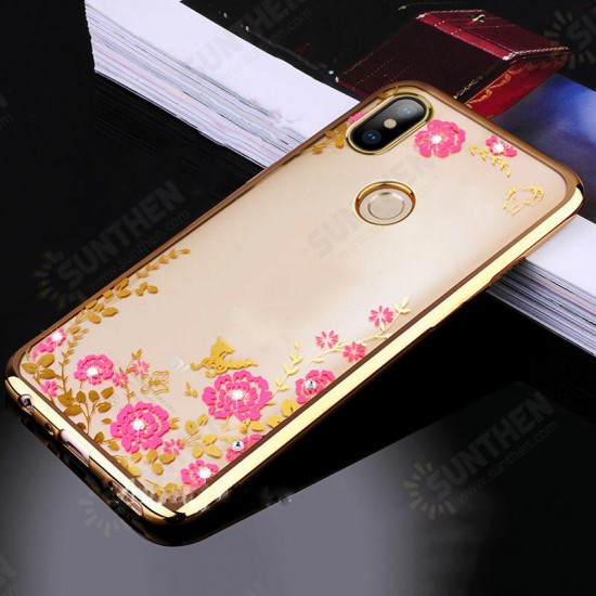 Diamond Plating Clear Cover Soft TPU Flower Protective Case For Xiaomi Mi 8 Mi8 6.21 inch