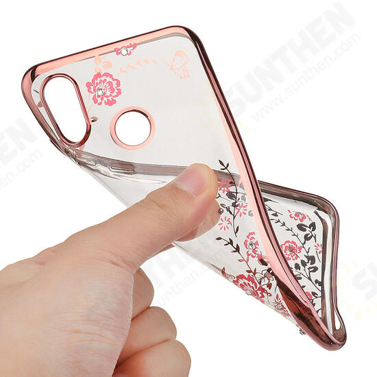 Diamond Plating Clear Cover Soft TPU Flower Protective Case For Xiaomi Mi 8 Mi8 6.21 inch