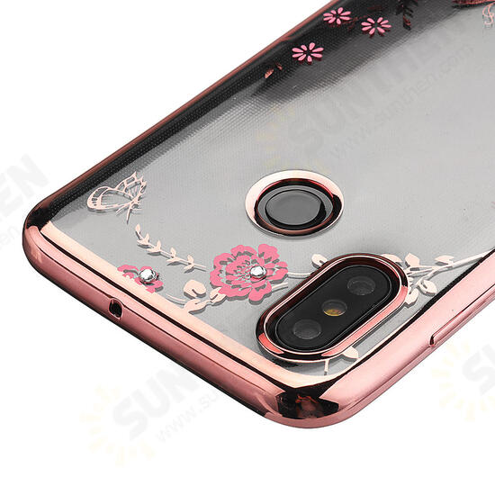 Diamond Plating Clear Cover Soft TPU Flower Protective Case For Xiaomi Mi 8 Mi8 6.21 inch