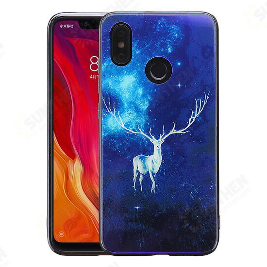Electroplated Blu-Ray Tempered Glass Soft TPU Edge Protective Case For Xiaomi Mi8 Mi 8
