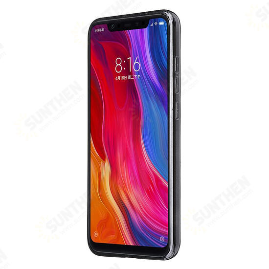 Electroplated Blu-Ray Tempered Glass Soft TPU Edge Protective Case For Xiaomi Mi8 Mi 8