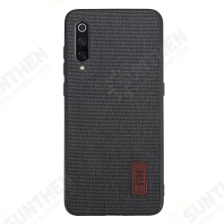 Fabric Splice Soft Edge Protective Case+Tempered Glass Screen Protector +Lens Protector For Xiaomi Mi 9 / Mi 9 Transparent Edition-Black Non-original