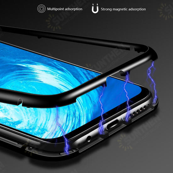 Flip 360° Magnetic Adsorption Metal Tempered Glass Protective Case for Huawei Honor 8X