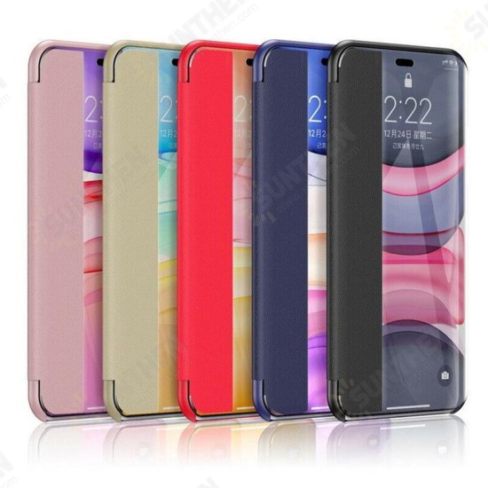 Flip Bumper Window View with Foldable Stand PU Leather Protective Case for iPhone 11 Pro Max 6.5 inch