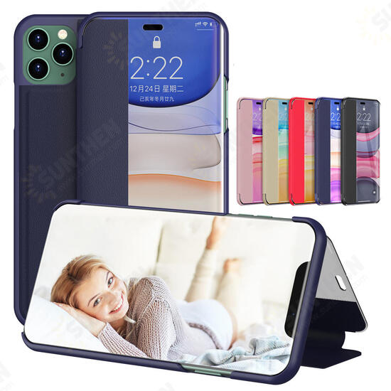 Flip Bumper Window View with Foldable Stand PU Leather Protective Case for iPhone XR Flip Bumper Window View with Foldable Stand PU Leather Protective Case for iPhone XR