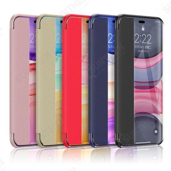Flip Bumper Window View with Foldable Stand PU Leather Protective Case for iPhone XR Flip Bumper Window View with Foldable Stand PU Leather Protective Case for iPhone XR