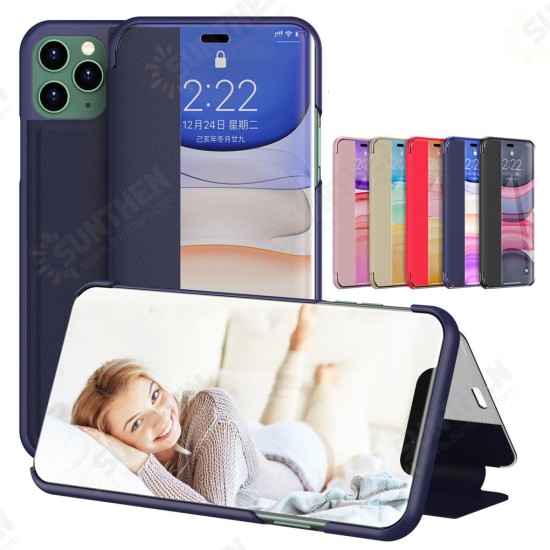 Flip Bumper Window View with Foldable Stand PU Leather Protective Case for iPhone XS Max