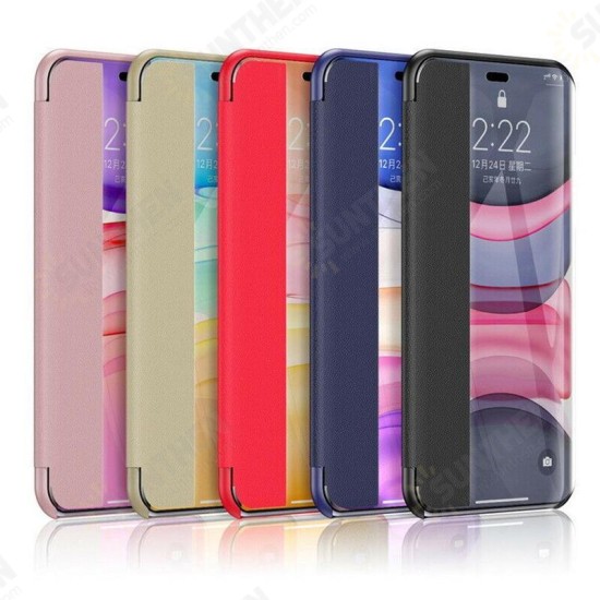 Flip Bumper Window View with Foldable Stand PU Leather Protective Case for iPhone XS Max