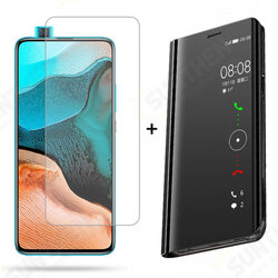 Flip Mirror Window Shockproof Full Cover Protective Case + HD Clear 9H Anti-Explosion Tempered Glass Screen Protector