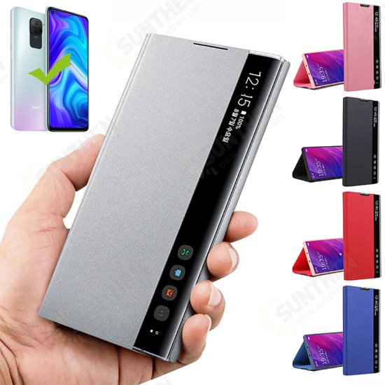Foldable Flip Smart Sleep Window View Stand PU Leather Protective Case for Xiaomi Redmi Note 9 / Redmi 10X 4G Non-original Foldable Flip Smart Sleep Window View Stand PU Leather Protective Case for Xiaomi Redmi Note 9 / Redmi 10X 4G Non-original