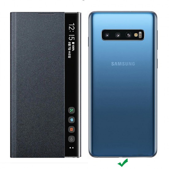 Foldable Smart Sleep Window View Stand Flip PU Leather Protective Case for Samsung Galaxy S10 2019