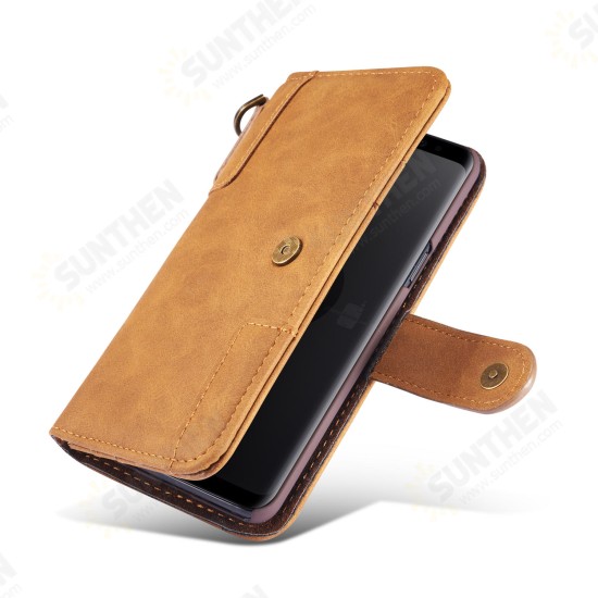 Genuine Cowhide Leather Magnetic Flip Wallet Kickstand Protective Case For Samsung Galaxy S9/S9 Plus