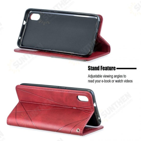 Geometric business Magnetic Buckle Holster Flip Stand Protective Case For Xiaomi Redmi Note 8 2021