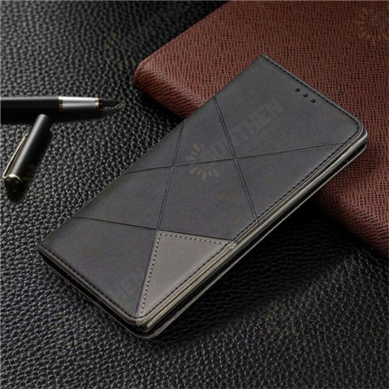 Geometric business Magnetic Buckle Holster Flip Stand Protective Case For Xiaomi Redmi Note 8 2021