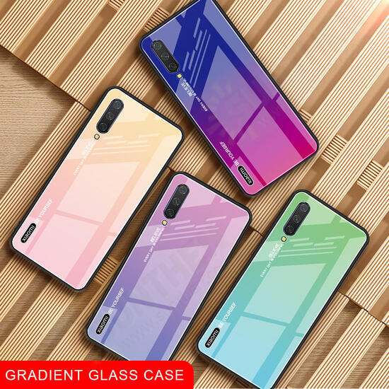 Gradient Color Tempered Glass + Soft TPU Back Cover Protective Case for Xiaomi Mi A3 / Xiaomi Mi CC9e
