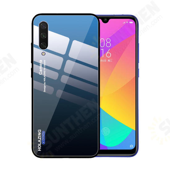 Gradient Color Tempered Glass + Soft TPU Back Cover Protective Case for Xiaomi Mi A3 / Xiaomi Mi CC9e