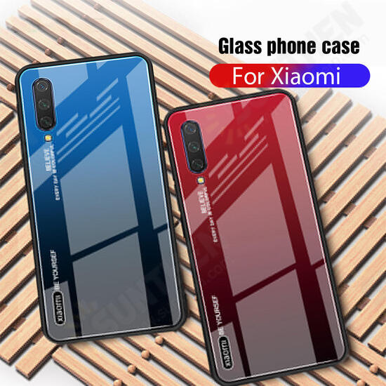 Gradient Color Tempered Glass + Soft TPU Back Cover Protective Case for Xiaomi Mi A3 / Xiaomi Mi CC9e