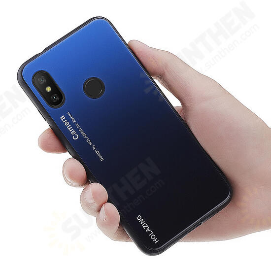 Gradient Color Tempered Glass + Soft TPU Back Cover Protective Case for Xiaomi Redmi 6 Pro / Xiaomi Mi A2 Lite